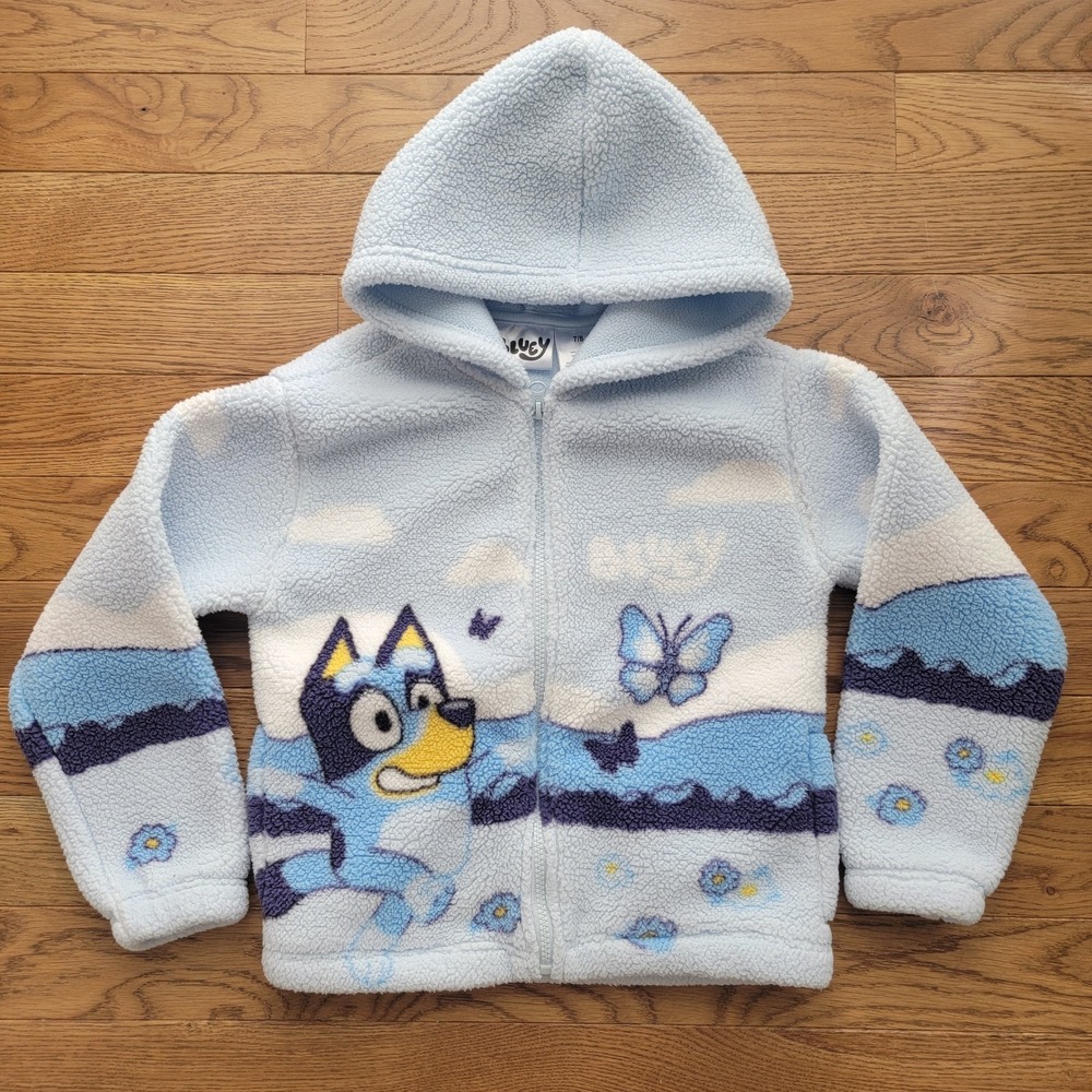 BLUEY BINGO Butterflies Soft Plush Jacket Girls Size 7/8 BBC STUDIOS LUDO